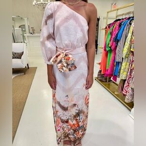 🌸SPRING🌸Jade Butterfly One-Shoulder Dress – Blush Pink Garden Statement, XS